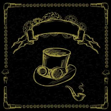 Steampunk gear, pipe, hat Stock-Illustration