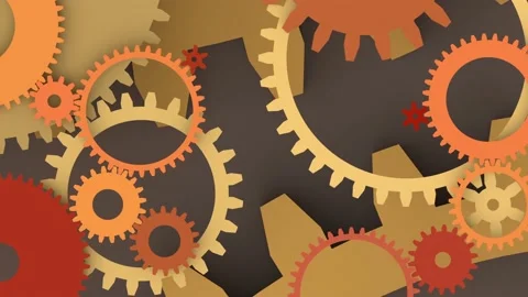 Steampunk gears rotation, can be used to represent machinery Stock Footage 204896784