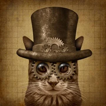 Steampunk Grunge Cat Stock Illustration