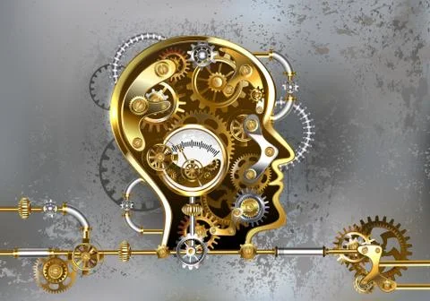 Steampunk head with manometer Stock Illustration