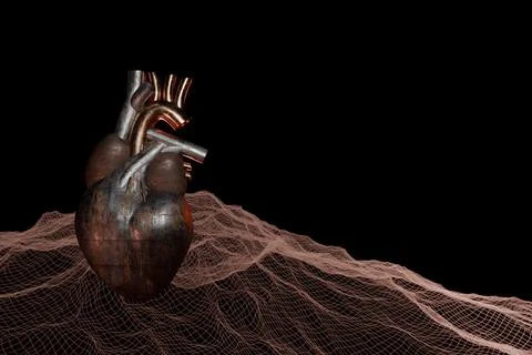 Steampunk human heart with rust and wear. 3d render Stock Illustration