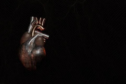 Steampunk human heart with rust and wear. 3d render Illustrazione stock
