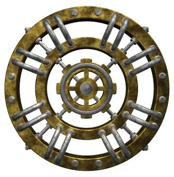 Steampunk installation on white background - 3d illustration Illustrazione stock