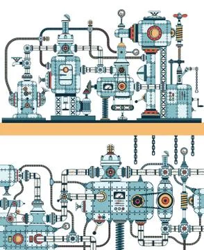 Steampunk intricate machines complexes  Stock Illustration