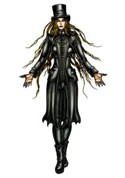 Steampunk lady necromancer Stock Illustration