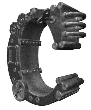 Steampunk letter c on white background - 3d illustration Stock Illustration