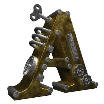 Steampunk letter a on white background - 3d illustration Stock-Illustration