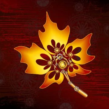 Steampunk Maple Leaf vector image Stock Illustration