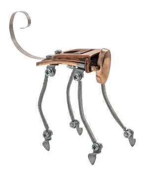 Steampunk monkey. Chrome and bronze parts. Isolated on white Stock Photos