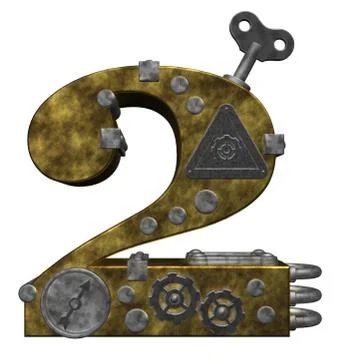 Steampunk number two on white background - 3d illustration Stock Illustration