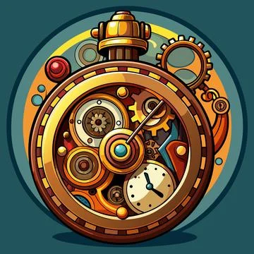 Steampunk Pocket Watch with Gears Stock-Illustration