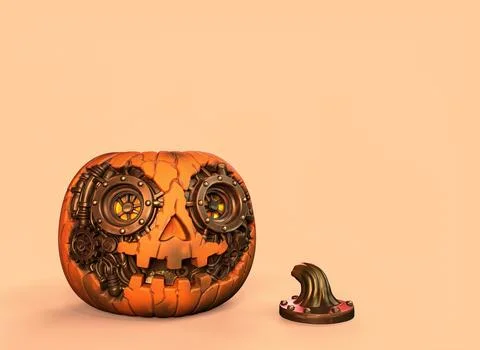 Steampunk pumpkin on isolated background 3d-rendering イラスト素材