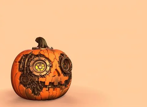 Steampunk pumpkin on isolated background 3d-rendering 库存插图