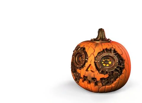 Steampunk pumpkin on isolated background 3d-rendering イラスト素材