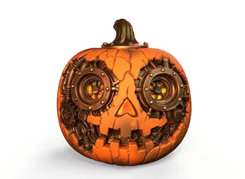 Steampunk pumpkin on isolated background 3d-rendering Stock Illustration