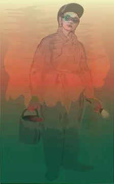 Steampunk red painter Stock Illustration