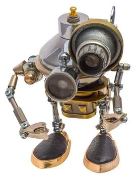 Steampunk robot. Isolated on white. 스톡 사진