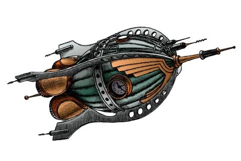 Steampunk rocket. Vector illustration Stock Illustration