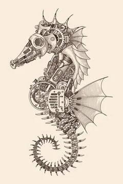 Steampunk style fish. Stock Illustration