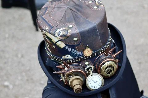 Steampunk style hat Stock Photos