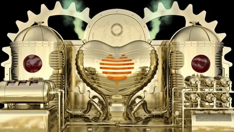 The steampunk stylized machine Video stock 119145730