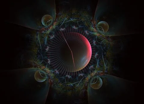 Steampunk themed clockwork watch, time machine, digital fractal art Stock Illustration