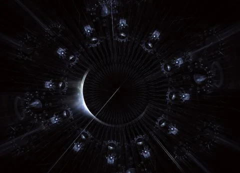 Steampunk themed clockwork watch, time machine, digital fractal art Stock Illustration