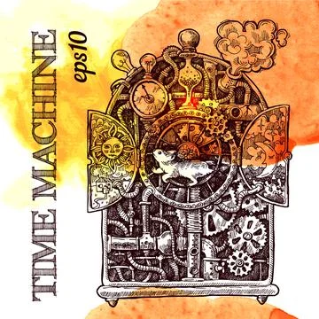 Steampunk time machine Stock Illustration