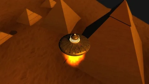 Steampunk UFO Pyramids Egypt Stock-Footage 108439386