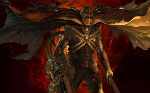 Steampunk warrior explosion Stock Illustration