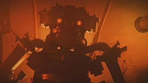 Steampunk warrior robot, with glowing Stock Video Pond5