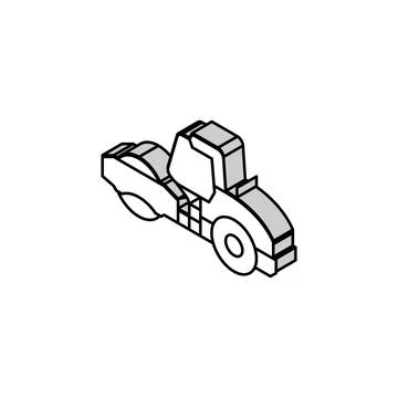 Steamroller construction car vehicle isometric icon vector illustration Ilustración de archivo