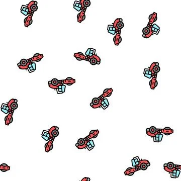 Steamroller construction car vehicle vector seamless pattern Illustrazione stock