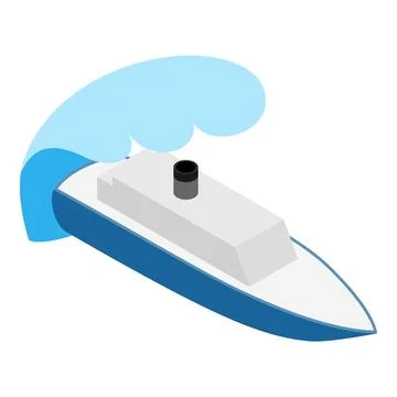 Steamship icon isometric vector. Big wave covers paddle steamer icon Stock Illustration