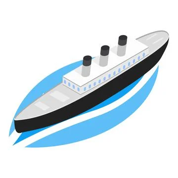 Steamship icon isometric vector. Old steam cruise ship with three smoke stack Ilustración de archivo