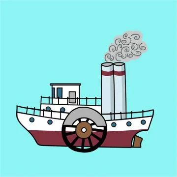 Steamship in the retro style Stock Illustration
