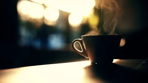 Steamy coffee cup Stock Footage 121477538