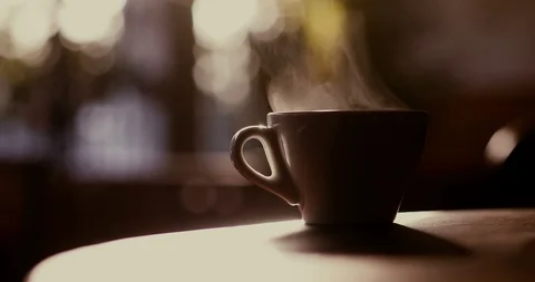 Steamy coffee cup Stock Footage 121532813