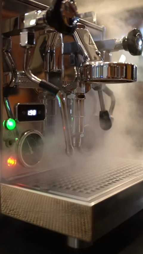Steamy espresso coffee machine Stock Footage 310747598