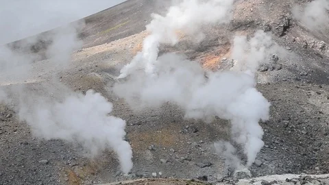 Steamy Geysers Erupt in Rocky Mountains of Japan 1 Stock Footage
