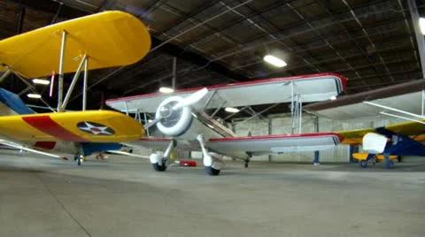 Stearman Biplanes in Hangar 스톡 동영상 20637058