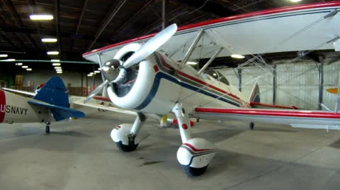 Stearman Biplanes in Hangar 스톡 동영상 23723905