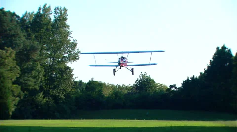 Stearman C3B Fly By L to R Stock Footage 68578969