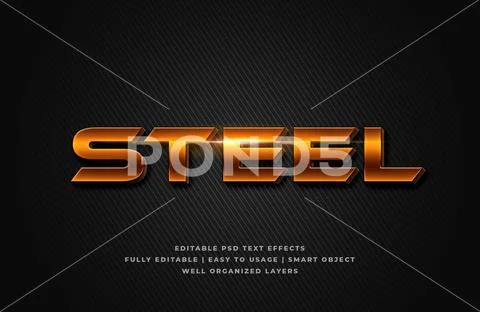 Steel 3d text style effect mockup - PSD template PSD Template