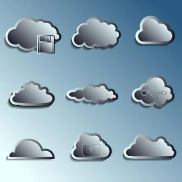 Steel 3d vector clouds Иллюстрация