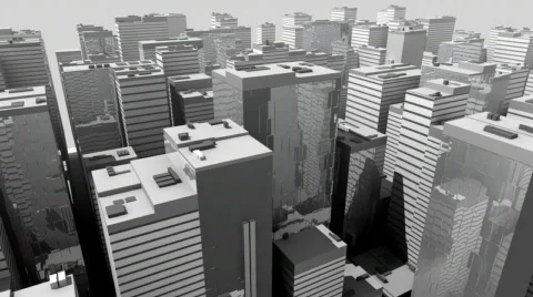 Steel and glass futuristic city Stock Footage