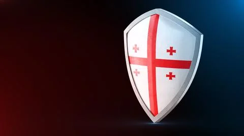 Steel armor painted as Georgia flag. Protection shield and safeguard concept. Stock Illustration