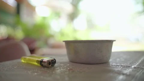 Steel ashtray for cigarette Stock Footage 139027017