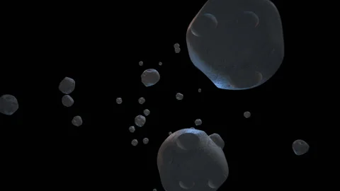 Steel Asteroids On A Transparent Background Stock Footage 120986491