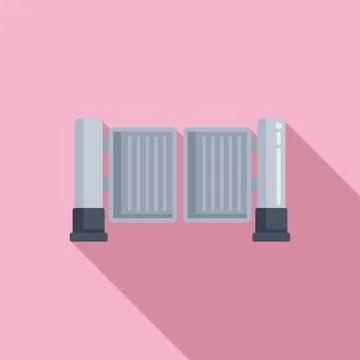 Steel automatic gates icon flat vector. House gate Stock Illustration